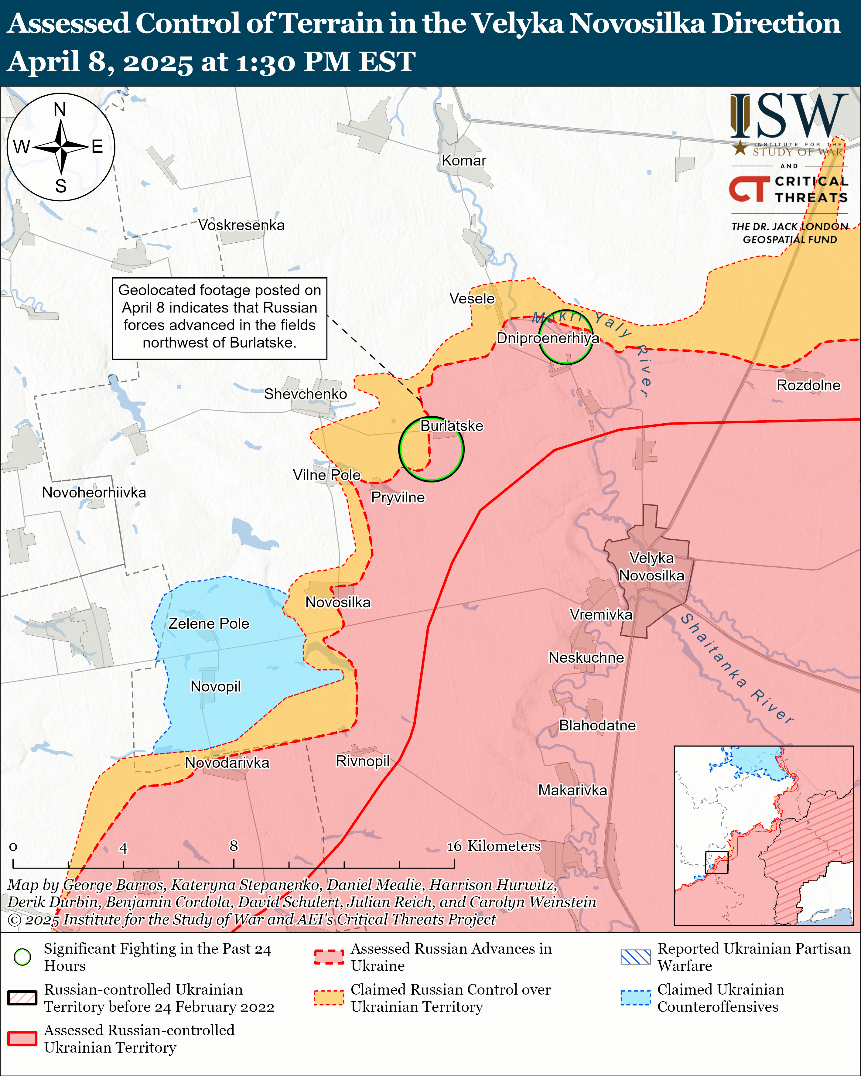 Росіяни трохи просунулися на території РФ і на Донбасі: карти ISW